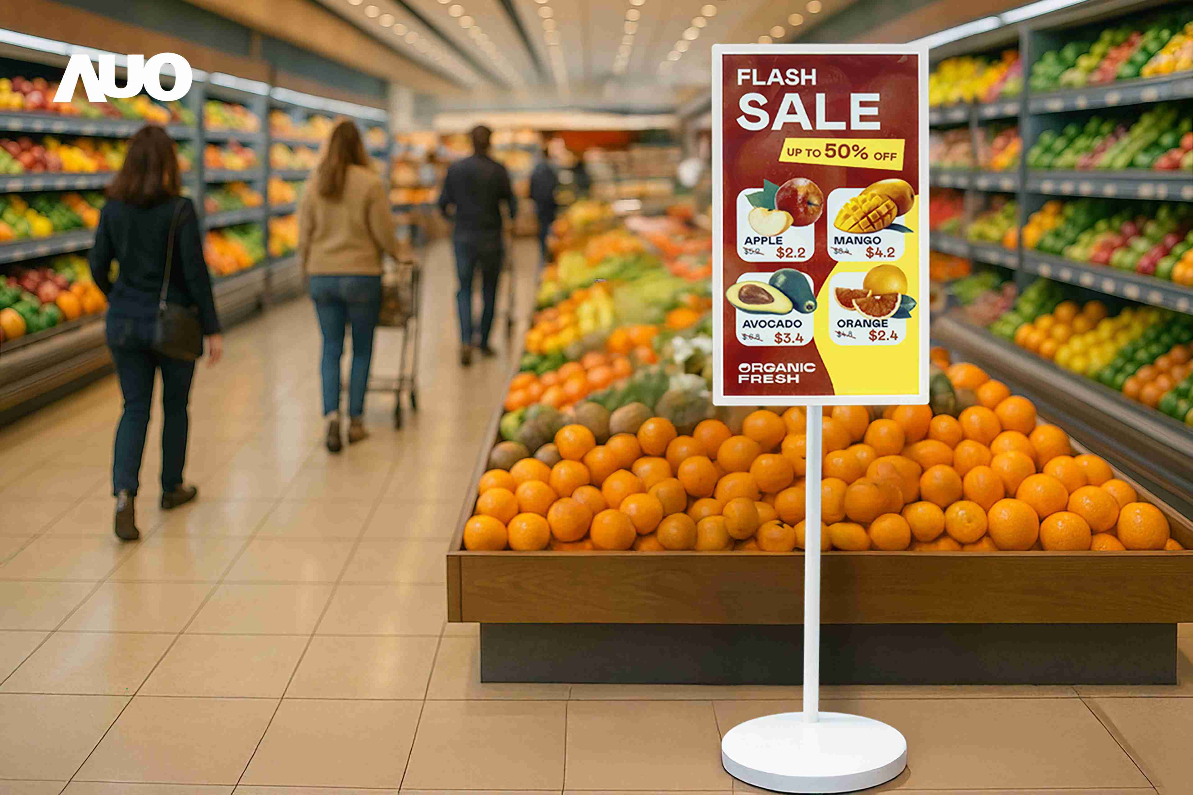 达擎首亮相低功耗、、全彩的〝aecoPost电子纸解决方案〞，，，仅在更新画面时需要微量的电力驱动，，，无需布建电线的便捷设计，，，，使其可灵活应用、、、随意置放，，并可透过云端或行动装置app，，，轻松管理及排程广告内容，，，晋升店头营销利器。。。。